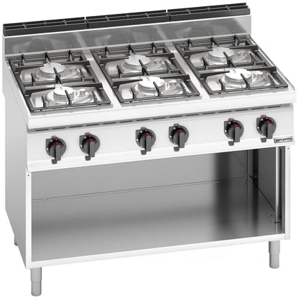 GGM Gastro Gas Boiling Top - 33.5kW - 6 burners - with open base shelf