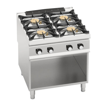 GGM Gastro Gas Boiling Top - 40kW - 4 burners - with open base shelf - Heavy Duty - High-Output Model
