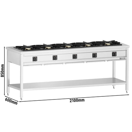 GGM Gastro Gas Boiling Top - 42.5kW - 5 burners - with drip tray