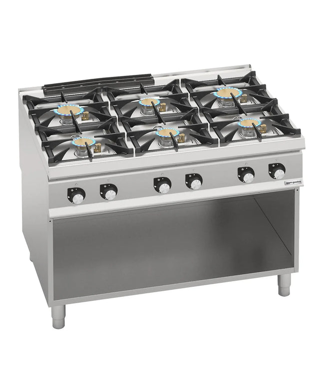 GGM Gastro Gas Boiling Top - 44kW - 6 burners - with open base shelf - Heavy Duty