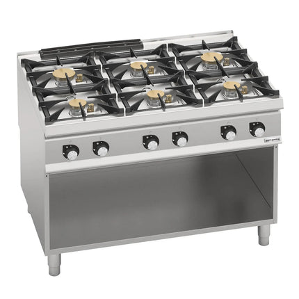 GGM Gastro Gas Boiling Top - 44kW - 6 burners - with open base shelf - Heavy Duty
