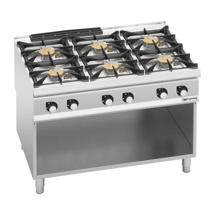 GGM Gastro Gas Boiling Top - 60kW - 6 burners - with open base shelf - Heavy Duty - High-Output Model
