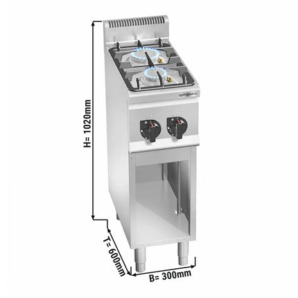 GGM Gastro Gas Boiling Top - 9.5kW - 2 burners - with open base shelf
