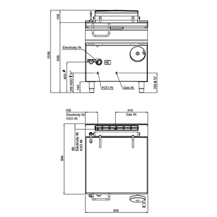 GGM Gastro Gas Bratt Pan - 80L - 20kW - Motorised Tilt - with Water Fill Tap