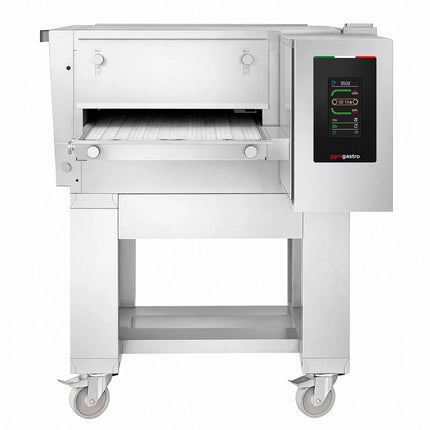 GGM Gastro Gas Conveyor Pizza Oven - 1030x1300mm (103.1 cmx130 cm) - 230V Single Phase - Touchscreen Controls - Belt width: 400mm (39.9 cm) - for Ø 30cm (30 cm) pizza - incl. Base frame - with Wheels