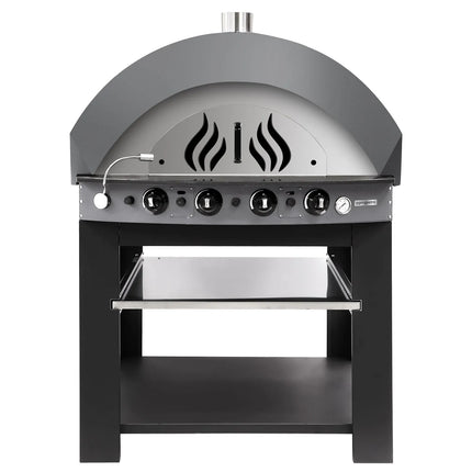 GGM Gastro Gas Deck Pizza Oven - Single Deck - 11 - Ø 25cm (24.9 cm) - Mechanical Controls - Anthracite - up to 400°C - incl. Base frame
