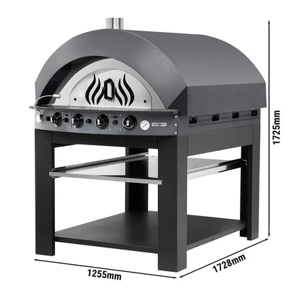 GGM Gastro Gas Deck Pizza Oven - Single Deck - 11 - Ø 25cm (24.9 cm) - Mechanical Controls - Anthracite - up to 400°C - incl. Base frame