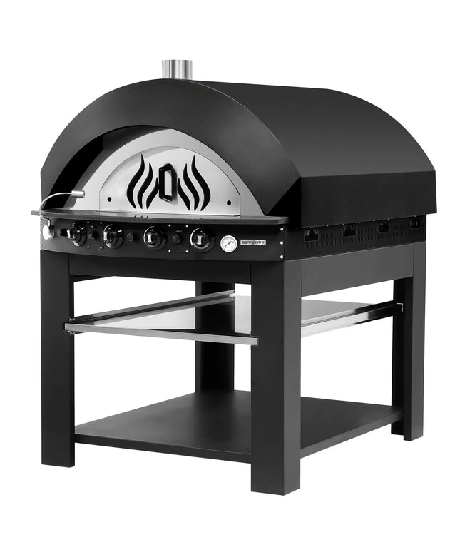 GGM Gastro Gas Deck Pizza Oven - Single Deck - 11 - Ø 25cm (25.4 cm) - Mechanical Controls - Black - up to 400°C - incl. Base frame