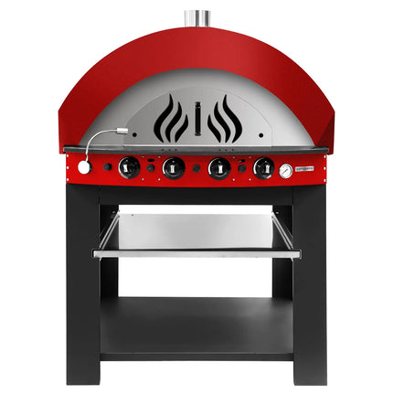 GGM Gastro Gas Deck Pizza Oven - Single Deck - 11 - Ø 25cm (25.4 cm) - Mechanical Controls - Red - up to 400°C - incl. Base frame