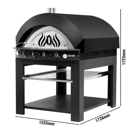 GGM Gastro Gas Deck Pizza Oven - Single Deck - 11 - Ø 25cm (25.4 cm) - Mechanical Controls - Black - up to 400°C - incl. Base frame