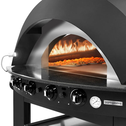 GGM Gastro Gas Deck Pizza Oven - Single Deck - 9 - Ø 25cm (25.4 cm) - Black - up to 400°C - incl. Base frame
