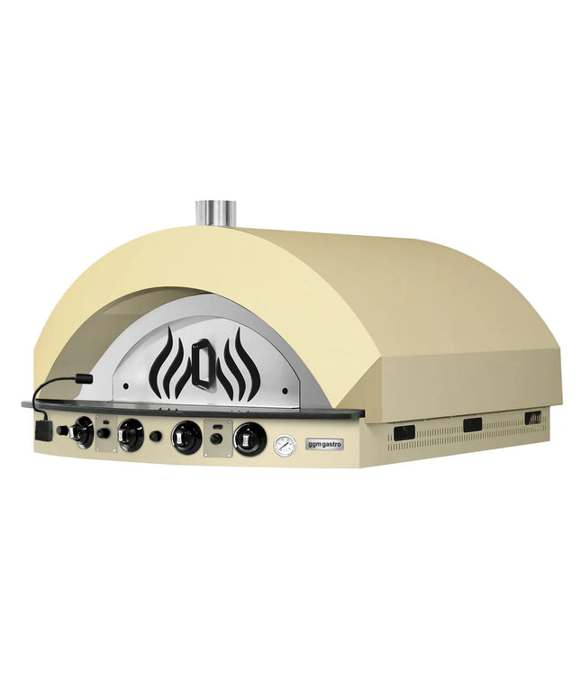 GGM Gastro Gas Deck Pizza Oven - Single Deck - 9 - Ø25cm (25.4 cm) - Mechanical Controls - Cream Yellow - up to 400°C