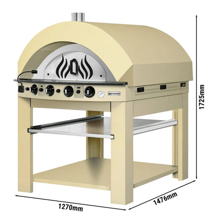 GGM Gastro Gas Deck Pizza Oven - Single Deck - 9 - Ø 25cm (25.4 cm) - Mechanical Controls - Cream Yellow - up to 400°C - incl. Base frame