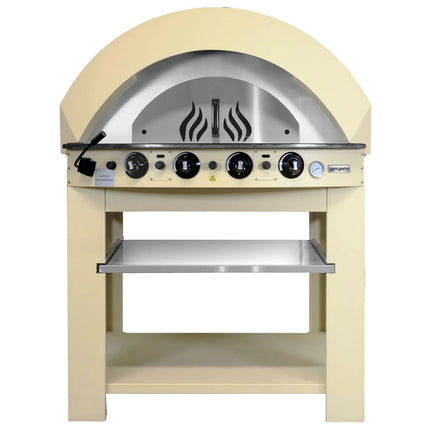 GGM Gastro Gas Deck Pizza Oven - Single Deck - 9 - Ø 25cm (25.4 cm) - Mechanical Controls - Cream Yellow - up to 400°C - incl. Base frame