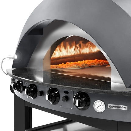 GGM Gastro Gas Deck Pizza Oven - Single Deck - 9 - Ø 25cm (25.4 cm) - Mechanical Controls - Anthracite - up to 400°C - with Base frame