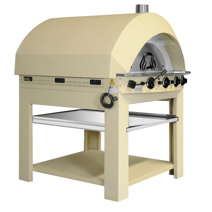 GGM Gastro Gas Deck Pizza Oven - Single Deck - 9 - Ø 25cm (25.4 cm) - Mechanical Controls - Cream Yellow - up to 400°C - incl. Base frame