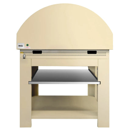 GGM Gastro Gas Deck Pizza Oven - Single Deck - 9 - Ø 25cm (25.4 cm) - Mechanical Controls - Cream Yellow - up to 400°C - incl. Base frame