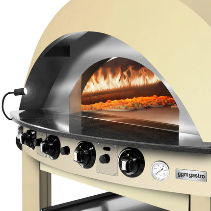 GGM Gastro Gas Deck Pizza Oven - Single Deck - 9 - Ø 25cm (25.4 cm) - Mechanical Controls - Cream Yellow - up to 400°C - incl. Base frame