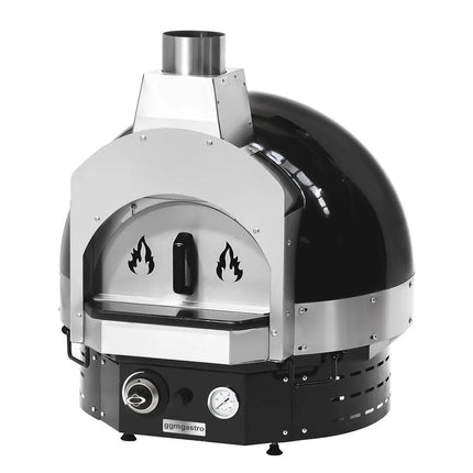 GGM Gastro Gas Deck Pizza Oven - Single Deck - for Ø 60cm (59.9 cm) pizza - Mechanical Controls - Black - up to 400°C - incl. Base frame