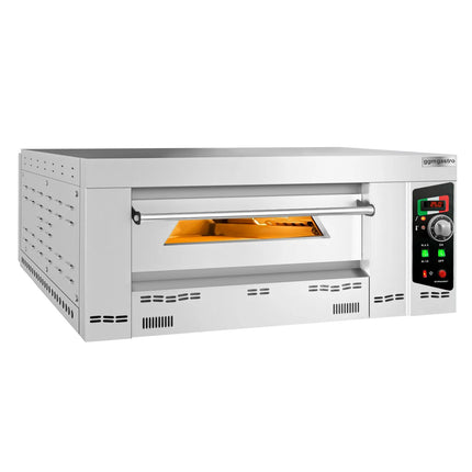 GGM Gastro Gas Deck Pizza Oven - Single Deck - Refractory Stone Deck - 6 - Ø 34cm (34 cm) - 230V Single Phase - Mechanical Controls - up to 450°C - incl. Chimney, Ø150mm flue pipe, Natural gas & Propane jets