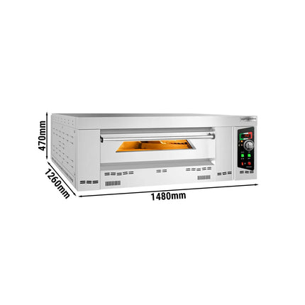 GGM Gastro Gas Deck Pizza Oven - Single Deck - Refractory Stone Deck - 9 - Ø 34cm (34 cm) - 230V Single Phase - Mechanical Controls - up to 450°C