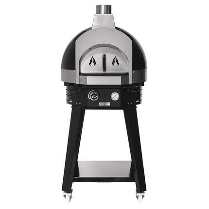 GGM Gastro Gas Deck Pizza Oven - Single Deck - Stone Deck - 1 x Ø 70cm (70.1 cm) - Mechanical Controls - Black - up to 400°C - incl. Base frame