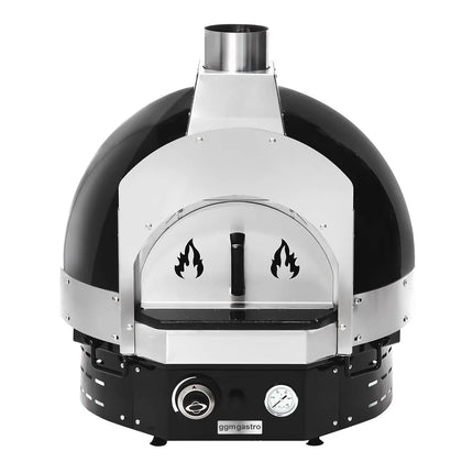 GGM Gastro Gas Deck Pizza Oven - Single Deck - Stone Deck - 1 x Ø 70cm (70.1 cm) - Mechanical Controls - Black - up to 400°C - incl. Base frame