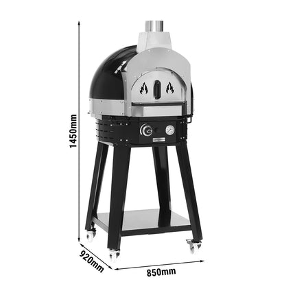 GGM Gastro Gas Deck Pizza Oven - Single Deck - Stone Deck - 1 x Ø 70cm (70.1 cm) - Mechanical Controls - Black - up to 400°C - incl. Base frame