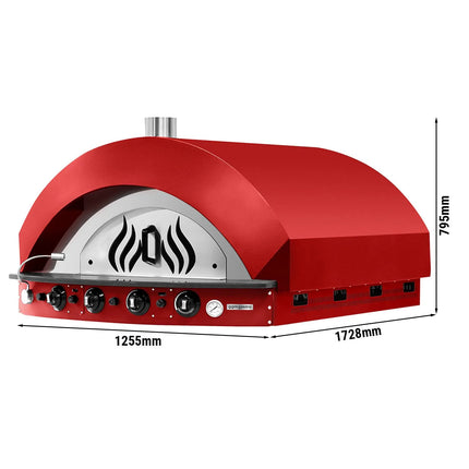 GGM Gastro Gas Deck Pizza Oven - Single Deck - Stone Deck - 11 - Ø25cm (25.4 cm) - Mechanical Controls - Red - up to 400°C