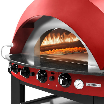 GGM Gastro Gas Deck Pizza Oven - Single Deck - Stone Deck - 11 - Ø25cm (25.4 cm) - Mechanical Controls - Red - up to 400°C