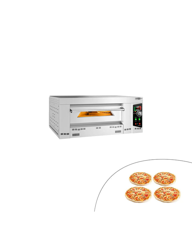 GGM Gastro Gas Deck Pizza Oven - Single Deck - Stone Deck - 4 x Ø 34cm (34 cm) - 230V Single Phase - Mechanical Controls - up to 450°C