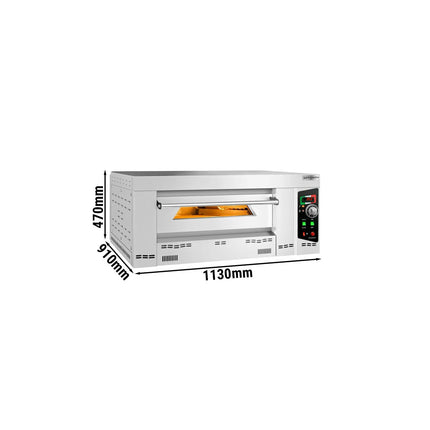 GGM Gastro Gas Deck Pizza Oven - Single Deck - Stone Deck - 4 x Ø 34cm (34 cm) - 230V Single Phase - Mechanical Controls - up to 450°C