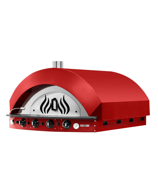GGM Gastro Gas Deck Pizza Oven - Single Deck - Stone Deck - 9 - Ø 25cm (25.4 cm) - Mechanical Controls - Red - up to 400°C