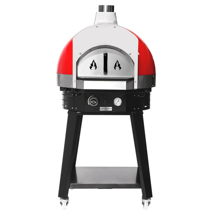 GGM Gastro Gas Deck Pizza Oven - Single Deck - Stone Deck - Mechanical Controls - Red - up to 400°C - incl. Base frame