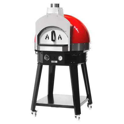 GGM Gastro Gas Deck Pizza Oven - Single Deck - Stone Deck - Mechanical Controls - Red - up to 400°C - incl. Base frame
