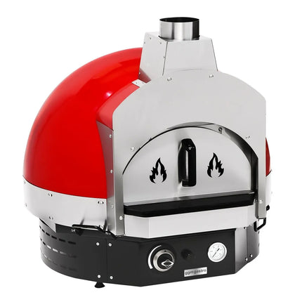 GGM Gastro Gas Deck Pizza Oven - Single Deck - Stone Deck - Mechanical Controls - Red - up to 400°C - incl. Base frame