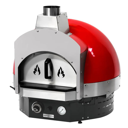 GGM Gastro Gas Deck Pizza Oven - Single Deck - Stone Deck - Mechanical Controls - Red - up to 400°C - incl. Base frame