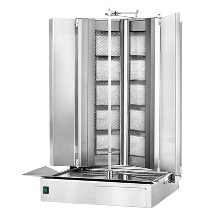 GGM Gastro Gas Doner Kebab Grill (Shawarma/Gyros) - 10 Burner - up to 120kg - 32.5kW - Countertop - incl. 2 splash guards & 2 double doors
