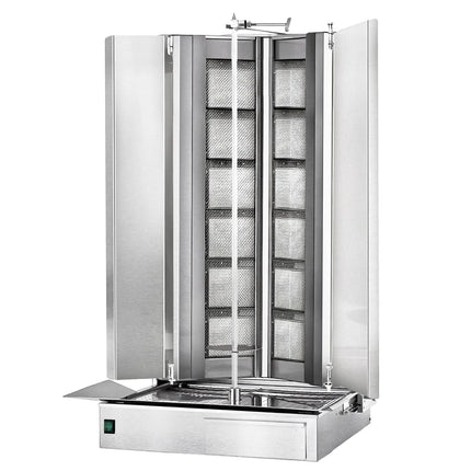 GGM Gastro Gas Doner Kebab Grill (Shawarma/Gyros) - 12 Burner - up to 150kg - 39kW - Countertop - incl. 2 splash guards & 2 double doors