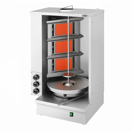 GGM Gastro Gas Doner Kebab Grill (Shawarma/Gyros) - 3 Burner - up to 40kg - 8.10kW - Countertop