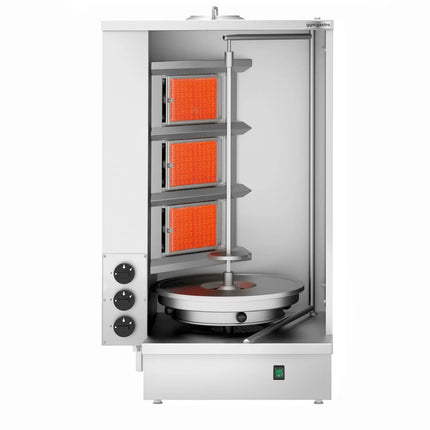 GGM Gastro Gas Doner Kebab Grill (Shawarma/Gyros) - 3 Burner - up to 40kg - 8.10kW - Countertop