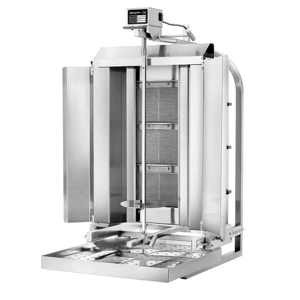 GGM Gastro Gas Doner Kebab Grill (Shawarma/Gyros) - 3 Burner - up to 40kg - 9.75kW - Countertop - incl. 2 splash guards & 2 double doors