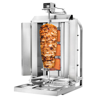 GGM Gastro Gas Doner Kebab Grill (Shawarma/Gyros) - 3 Burner - up to 40kg - 9.75kW - Countertop - incl. 2 splash guards & 2 double doors
