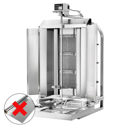 GGM Gastro Gas Doner Kebab Grill (Shawarma/Gyros) - 3 Burner - up to 40kg - 9.75kW - Countertop - incl. 2 splash guards & 2 double doors
