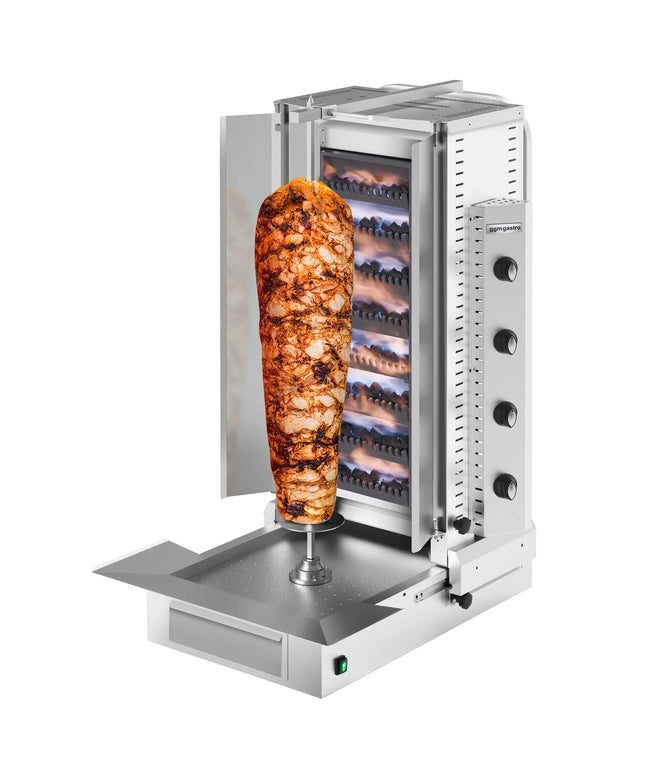 GGM Gastro Gas Doner Kebab Grill (Shawarma/Gyros) - 4 Burner - 20kW - incl. 2 splash guards