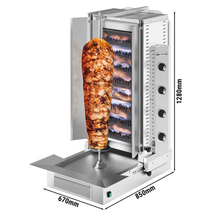GGM Gastro Gas Doner Kebab Grill (Shawarma/Gyros) - 4 Burner - 20kW - incl. 2 splash guards