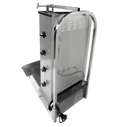 GGM Gastro Gas Doner Kebab Grill (Shawarma/Gyros) - 4 Burner - up to 60kg - 13kW - Countertop - incl. 2 splash guards & 2 double doors