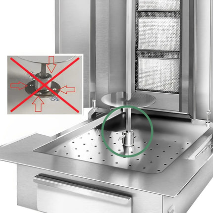 GGM Gastro Gas Doner Kebab Grill (Shawarma/Gyros) - 4 Burner - up to 60kg - 13kW - Countertop - incl. 2 splash guards & 2 double doors - For UK