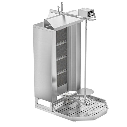 GGM Gastro Gas Doner Kebab Grill (Shawarma/Gyros) - 4 Burner - up to 60kg - 13kW - Countertop - incl. 2 splash guards & 2 double doors
