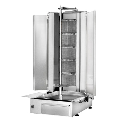 GGM Gastro Gas Doner Kebab Grill (Shawarma/Gyros) - 5 Burner - up to 80kg - 16.25kW - incl. 2 splash guards & 2 double doors